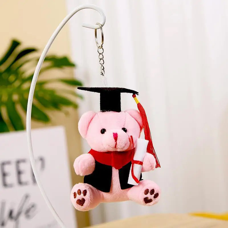 KTX-459539 Small Doctor Bear Plush Stuffed Toy Pendant Graduation Souvenir Key Chain for Students