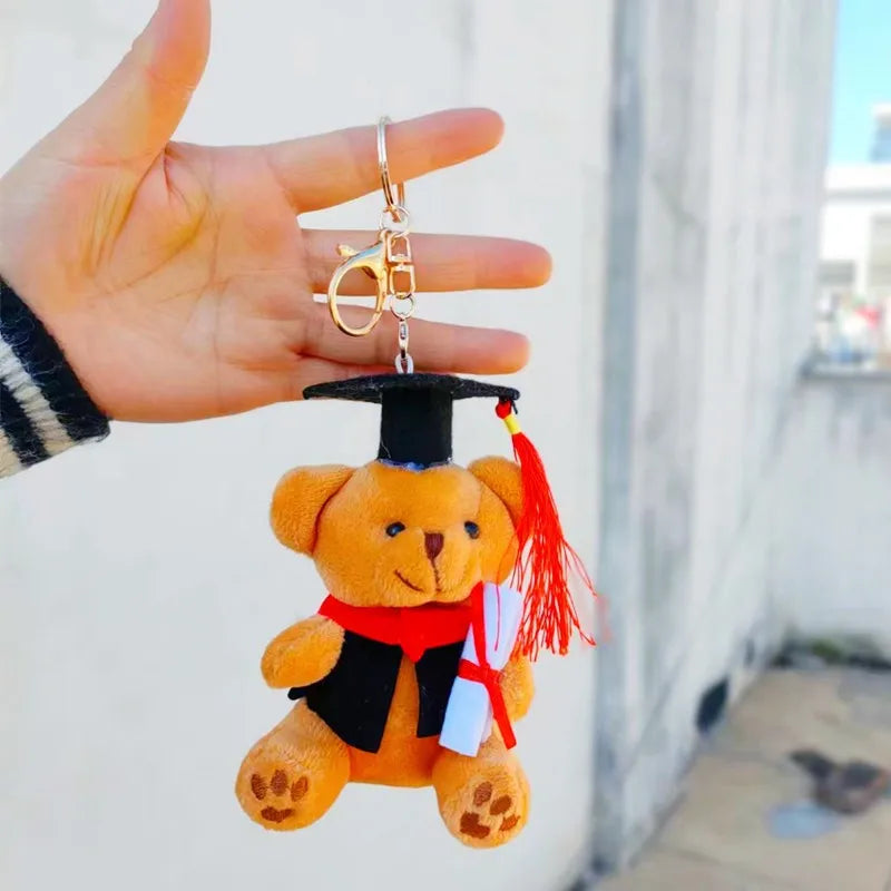 KTX-459539 Small Doctor Bear Plush Stuffed Toy Pendant Graduation Souvenir Key Chain for Students