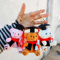 HKM-459539 Small Doctor Bear Plush Stuffed Toy Pendant Graduation Souvenir Key Chain for Students