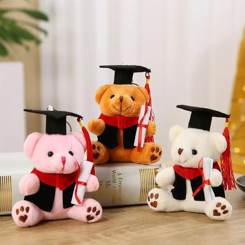 KTX-459539 Small Doctor Bear Plush Stuffed Toy Pendant Graduation Souvenir Key Chain for Students