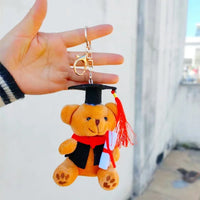 HKM-459539 Small Doctor Bear Plush Stuffed Toy Pendant Graduation Souvenir Key Chain for Students