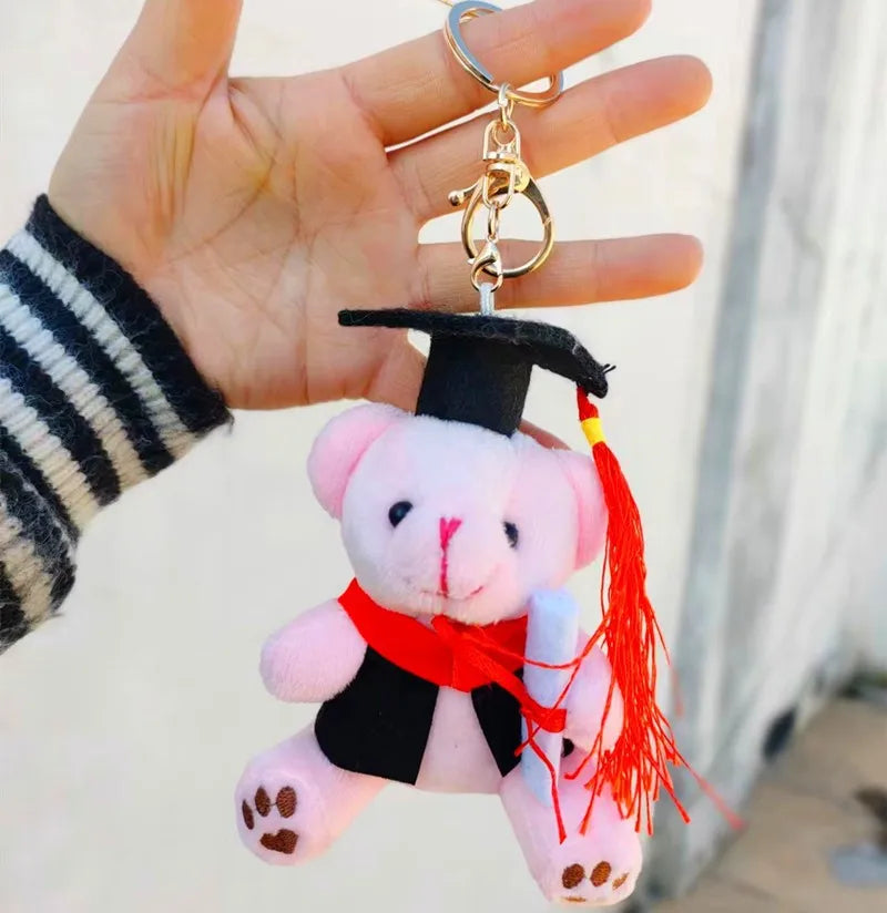 KTX-459539 Small Doctor Bear Plush Stuffed Toy Pendant Graduation Souvenir Key Chain for Students
