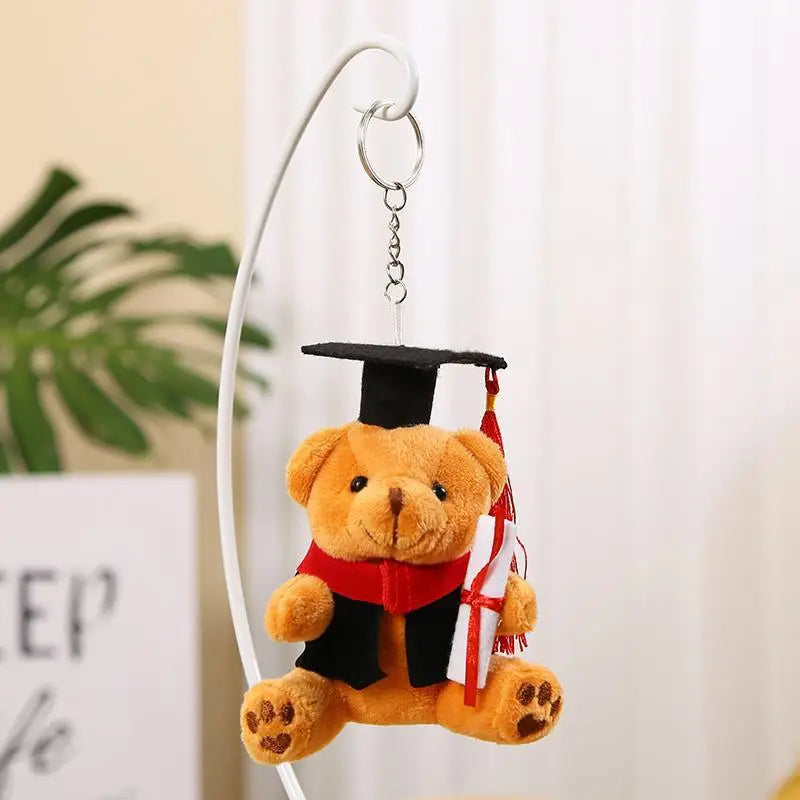 KTX-459539 Small Doctor Bear Plush Stuffed Toy Pendant Graduation Souvenir Key Chain for Students
