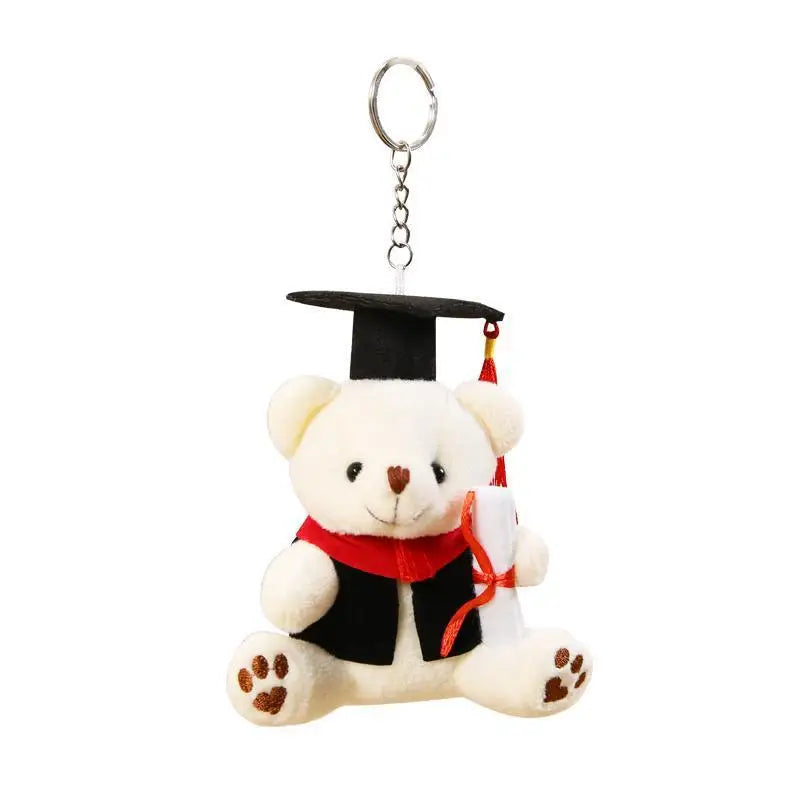 KTX-459539 Small Doctor Bear Plush Stuffed Toy Pendant Graduation Souvenir Key Chain for Students