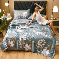 HKM-459539 Tencel Summer Air Conditioning Quilt - Ice Silk Four-Piece Set for Comfort