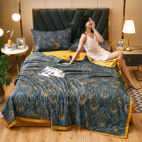 HKM-459539 Tencel Summer Air Conditioning Quilt - Ice Silk Four-Piece Set for Comfort