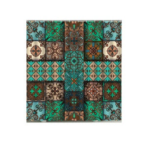 HKM-459539 Waterproof Indian Mandala Flower Print Polyester Shower Curtain