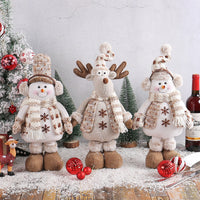 HKM-459667 Christmas Snowman and Elk Scene Decorations - Retractable Doll Design, Cloth Material, 20x10x40cm