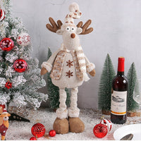 HKM-459667 Christmas Snowman and Elk Scene Decorations - Retractable Doll Design, Cloth Material, 20x10x40cm