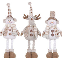 HKM-459667 Christmas Snowman and Elk Scene Decorations - Retractable Doll Design, Cloth Material, 20x10x40cm