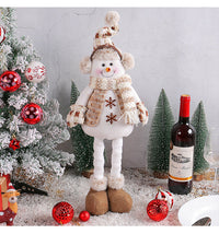 HKM-459667 Christmas Snowman and Elk Scene Decorations - Retractable Doll Design, Cloth Material, 20x10x40cm