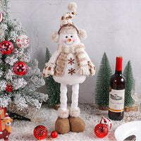 HKM-459667 Christmas Snowman and Elk Scene Decorations - Retractable Doll Design, Cloth Material, 20x10x40cm