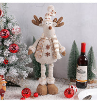 HKM-459667 Christmas Snowman and Elk Scene Decorations - Retractable Doll Design, Cloth Material, 20x10x40cm
