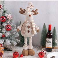 HKM-459667 Christmas Snowman and Elk Scene Decorations - Retractable Doll Design, Cloth Material, 20x10x40cm