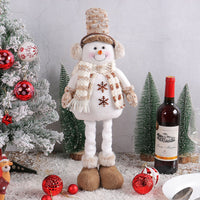 HKM-459667 Christmas Snowman and Elk Scene Decorations - Retractable Doll Design, Cloth Material, 20x10x40cm