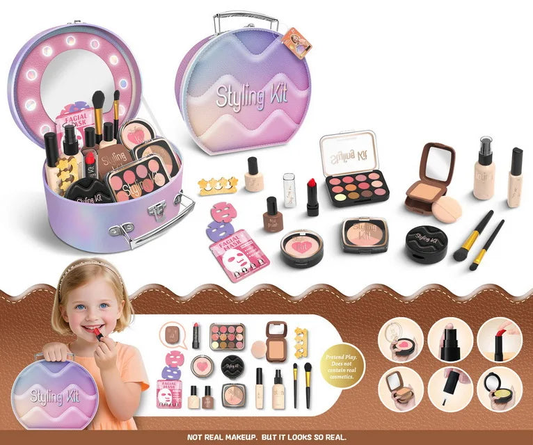 Kids Pretend Makeup Toy Set - Beauty Fashion Cosmetics Kit for Ages 2-12