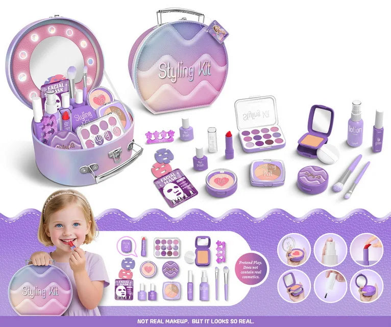 Kids Pretend Makeup Toy Set - Beauty Fashion Cosmetics Kit for Ages 2-12