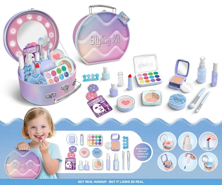 Kids Pretend Makeup Toy Set - Beauty Fashion Cosmetics Kit for Ages 2-12