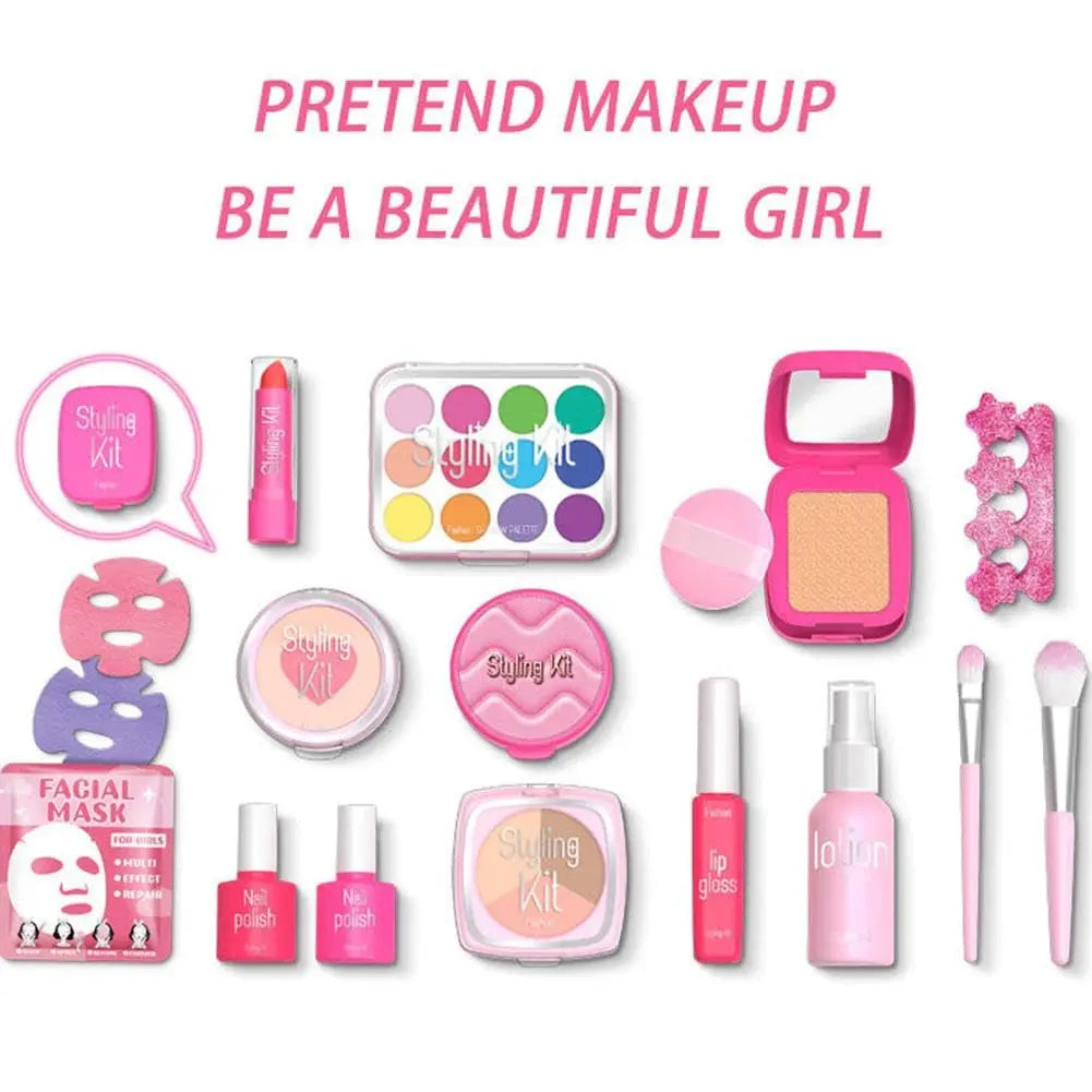 Kids Pretend Makeup Toy Set - Beauty Fashion Cosmetics Kit for Ages 2-12