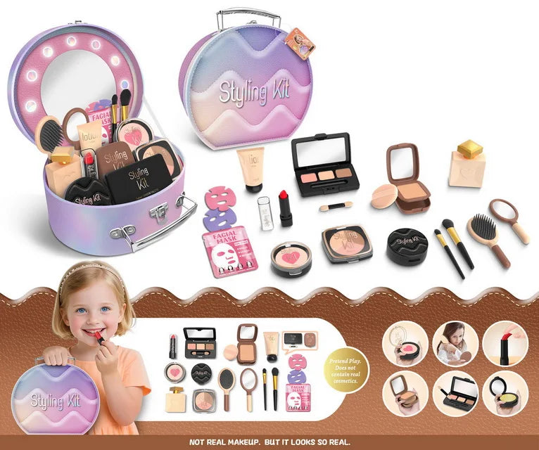 Kids Pretend Makeup Toy Set - Beauty Fashion Cosmetics Kit for Ages 2-12