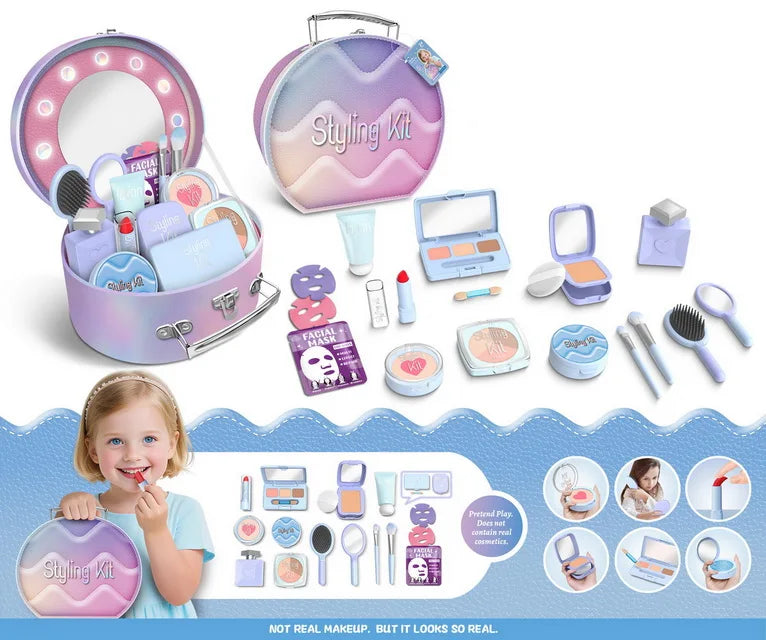 Kids Pretend Makeup Toy Set - Beauty Fashion Cosmetics Kit for Ages 2-12