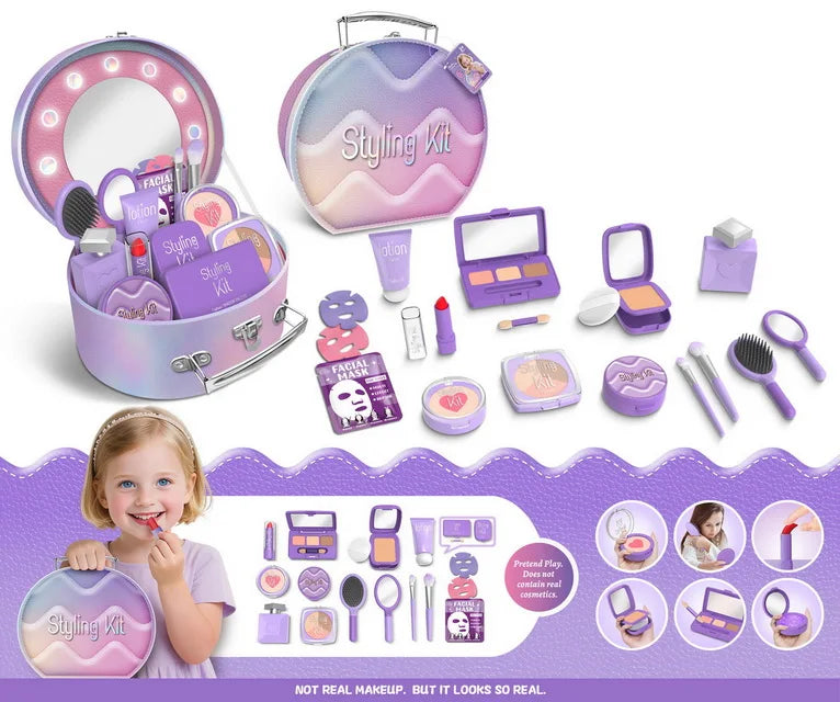 Kids Pretend Makeup Toy Set - Beauty Fashion Cosmetics Kit for Ages 2-12