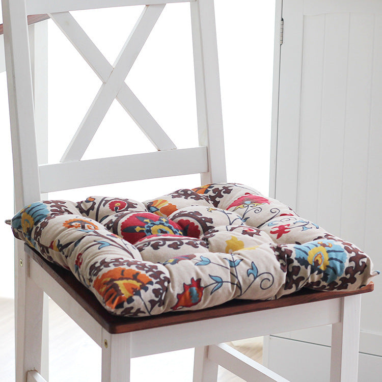 HKM-459667 Memory Foam Dining Chair Cushion - Cotton Double Warp Canvas, 40x40x7cm, Various Styles