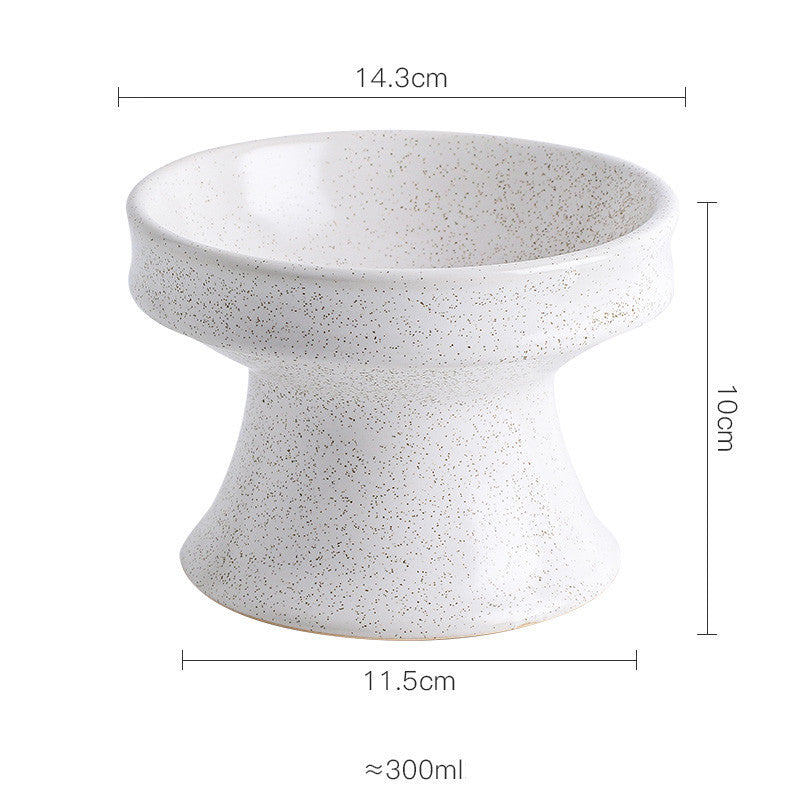 HKM-459731 Ceramic Cat Bowl with High Foot and Shallow Mouth, Available in Various Patterns