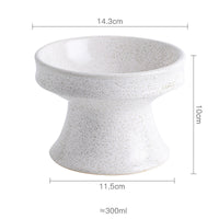 HKM-459731 Ceramic Cat Bowl with High Foot and Shallow Mouth, Available in Various Patterns
