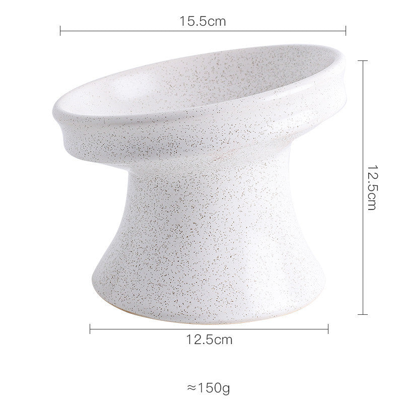 HKM-459731 Ceramic Cat Bowl with High Foot and Shallow Mouth, Available in Various Patterns