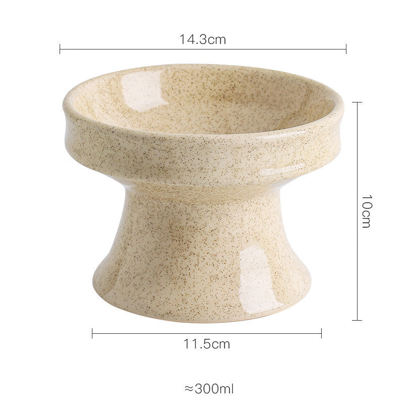 HKM-459731 Ceramic Cat Bowl with High Foot and Shallow Mouth, Available in Various Patterns