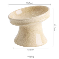 HKM-459731 Ceramic Cat Bowl with High Foot and Shallow Mouth, Available in Various Patterns