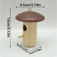 HKM-459795 Mushroom-Shaped Wooden Hummingbird Feeder Pendant in Beech Wood