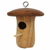 HKM-459795 Mushroom-Shaped Wooden Hummingbird Feeder Pendant in Beech Wood