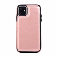 HKM-459795 Premium TPU Card Holder Case for iPhone 12 Pro Max, 12 Pro, 12 Mini, 11 Pro Max with Kickstand - Multiple Colors Available