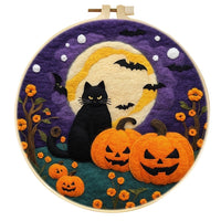 HKM-459795 Wool Felt Needle Painting Kit with Embroidery Frame – Flower and Leaf Patterns