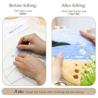 HKM-459795 Wool Felt Needle Painting Kit with Embroidery Frame – Flower and Leaf Patterns