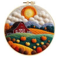 HKM-459795 Wool Felt Needle Painting Kit with Embroidery Frame – Flower and Leaf Patterns