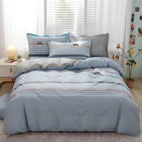 HKM-459859 Minimalist Plant and Flower Design Quilt Cover Set, Pure Cotton, Multiple Sizes Available