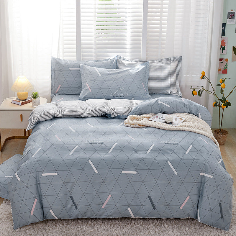 HKM-459859 Minimalist Plant and Flower Design Quilt Cover Set, Pure Cotton, Multiple Sizes Available