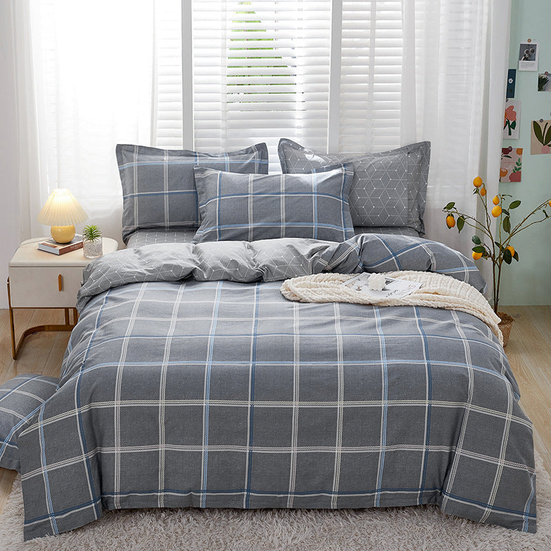 HKM-459859 Minimalist Plant and Flower Design Quilt Cover Set, Pure Cotton, Multiple Sizes Available