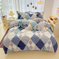 HKM-459859 Minimalist Plant and Flower Design Quilt Cover Set, Pure Cotton, Multiple Sizes Available