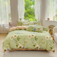 HKM-459859 Minimalist Plant and Flower Design Quilt Cover Set, Pure Cotton, Multiple Sizes Available
