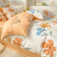 HKM-459859 Minimalist Plant and Flower Design Quilt Cover Set, Pure Cotton, Multiple Sizes Available