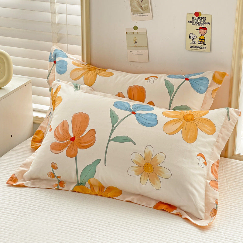 HKM-459859 Minimalist Plant and Flower Design Quilt Cover Set, Pure Cotton, Multiple Sizes Available