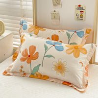 HKM-459859 Minimalist Plant and Flower Design Quilt Cover Set, Pure Cotton, Multiple Sizes Available
