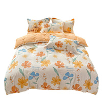HKM-459859 Minimalist Plant and Flower Design Quilt Cover Set, Pure Cotton, Multiple Sizes Available