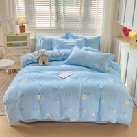 HKM-459859 Minimalist Plant and Flower Design Quilt Cover Set, Pure Cotton, Multiple Sizes Available
