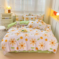 HKM-459859 Minimalist Plant and Flower Design Quilt Cover Set, Pure Cotton, Multiple Sizes Available