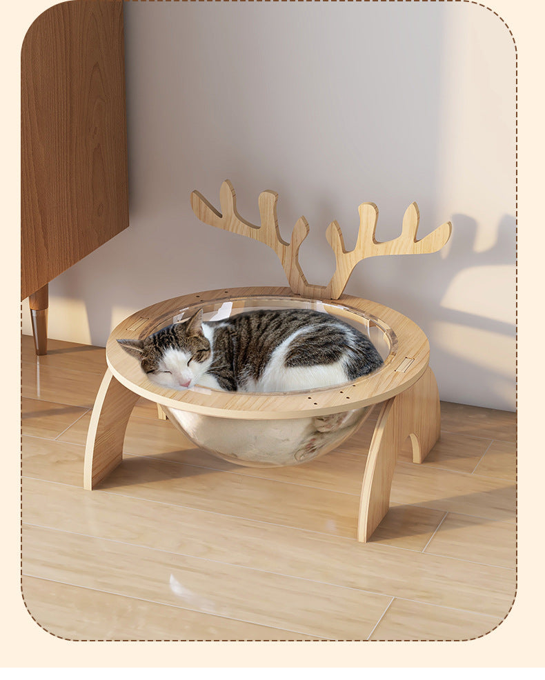 HKM-459859 Solid Wood Antlers Cat Nest - Four Seasons Universal Pet Bed in Multiple Sizes